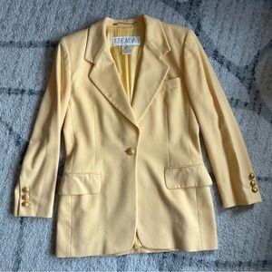 Escada Margaretha Ley Butter Yellow Blazer Gold Buttons Vintage Size 38